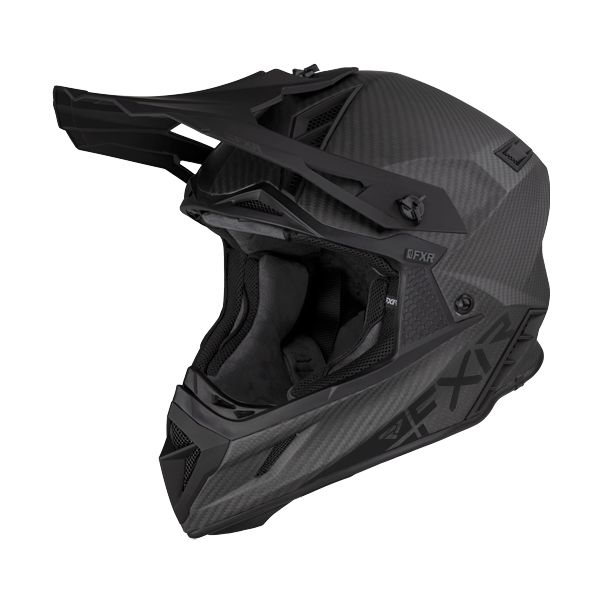 Casti Cross-Enduro FXR Casca Moto Enduro Helium Carbon w/Auto Buckle Black