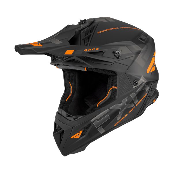 Helmets MX-Enduro FXR Snow Helmet Helium Race Div w/Auto Buckle Black/Orange