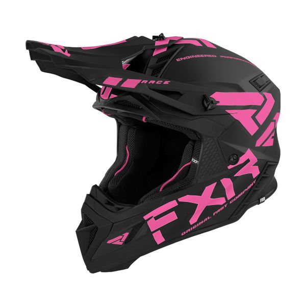  FXR Casca Moto Enduro Helium Race Div w/D-Ring Black/Elec Pink