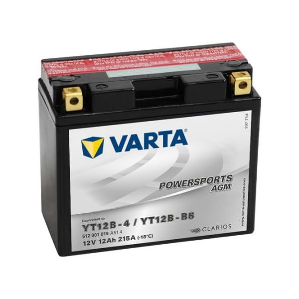  Varta Moto Battery Agm 12V 12Ah 151X70X131Mm Yt12B-Bs