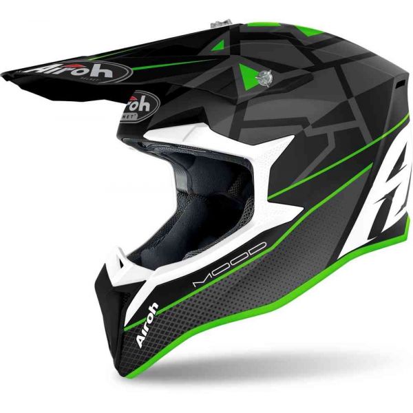 Helmets MX-Enduro Airoh Moto MX WRAAP MOOD Green Matt Helmet