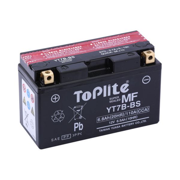 Maintenance Free Battery Yuasa Toplite TOPLITE YUASA - YT7B-BS = GT7B-4 (FARA INTR., INCL. ACID)