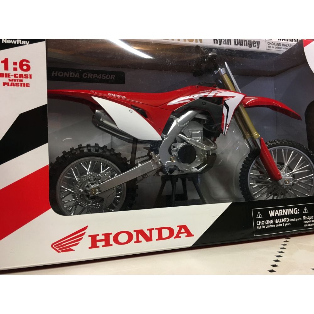 Moto de Ferro Trilha Miniatura Honda CRF 450R 1:6 na Caixa New-Ray